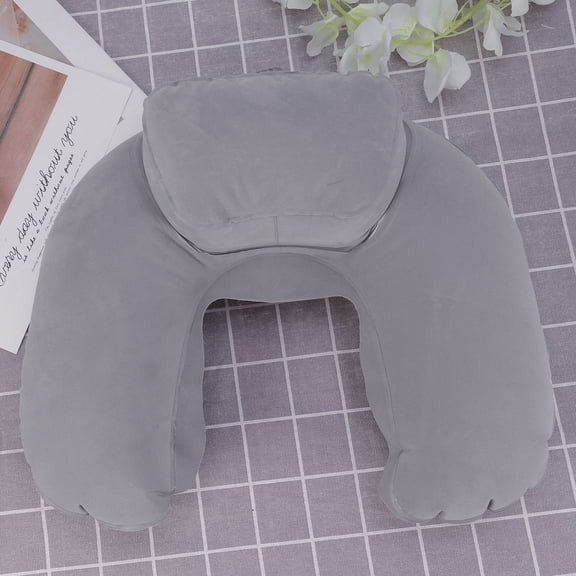 TABLZONE Inflatable Pillow Grey U-Shape Travel Neck Support Adjustable Air Pressure