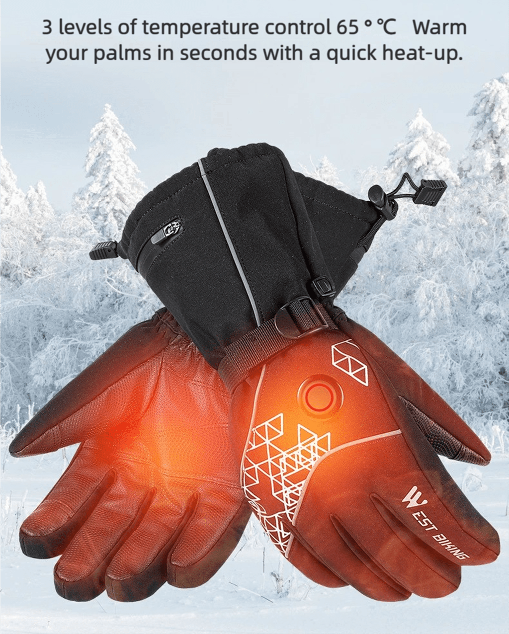 Heated Gloves, Rechargeable Heated Gloves for Men Women, Waterproof Electric Heating Ski Gloves with Touchscreen for Cold Weather Motorcycle Skiing Snowboarding Hiking Hunting Gifts