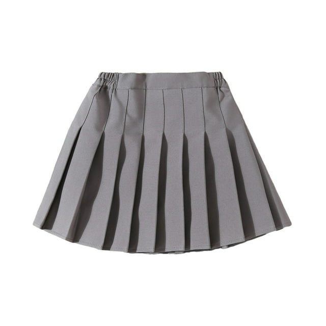MIASHUI Jupe Plissée Mini pour Filles Taille Haute Uniforme Scolaire, Gris Clair, 15-16 Ans