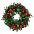 thumbnail image 2 of [30 Inch Artificial Christmas Wreath] - Christmas Cheer Collection - Red and Green Decoration - Pre Lit with 50 Warm Clear Colored LED Mini Lights - includes Remote Controlled Battery Powered Timer, 2 of 4