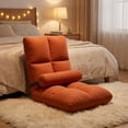 thumbnail image 1 of Silla de suelo con respaldo, sillón reclinable, suave y cómodo para leer, dormitorio, sala de estar acolchada, sillas de juego, sillón tipo sofá Naranja, 1 of 8