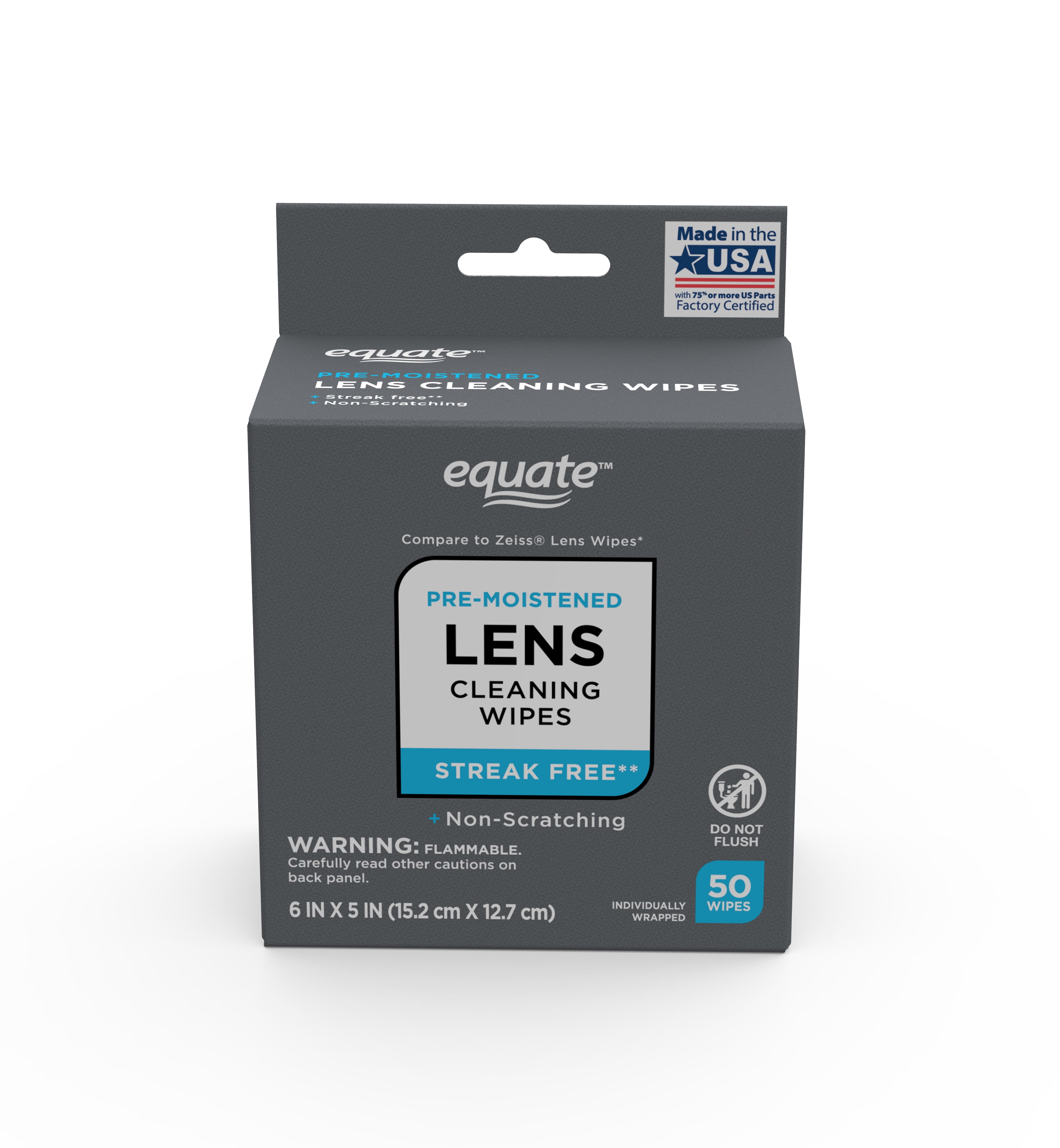 Equate Pre-Moistened Cleaning Lens Wipes, 50 Count