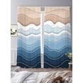 thumbnail image 2 of Navy Blue Ombre Stripe Sheer Curtains for Living Room Bedroom Abstract Summer Beach Coastal Sheer Curtains 108 Inch Long 2 Panels Set Light Filtering Curtain Window Treatments Drapes for Dining Room, 2 of 6