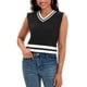 thumbnail image 1 of ATHLECHIC Camisetas sin mangas de punto de verano para mujer, con escote en V y bloques de color, M Negro Blanco, 1 of 1