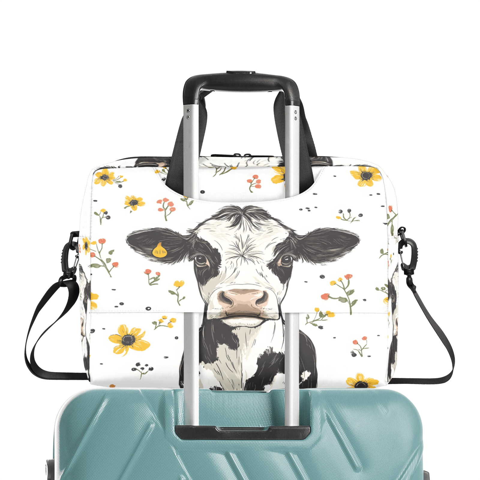 Herdesigns Cow Laptop Bag for Women Men, Computer Case Briefcase Messenger Bags, 15-15.6 inch Laptop Sleeve Shoulder Bag