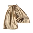 thumbnail image 2 of PiGOGI Girls Summer Wide Leg Pants, Elastic Waist Loose Casual Trousers for Toddlers, Lightweight Breathable Pull-On Pants Khaki 10-11Years, 2 of 5
