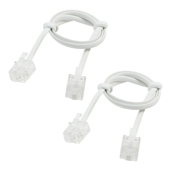 Telephone Extension Cord Cable Phone Line Wire with RJ11 6P2C Plug 2pcs 50cm