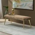 thumbnail image 3 of Fur Upholstered Bench Ottoman with Metal Legs, Modern End of Bed Bench for Entryway Bedroom Living Room, 3 of 8