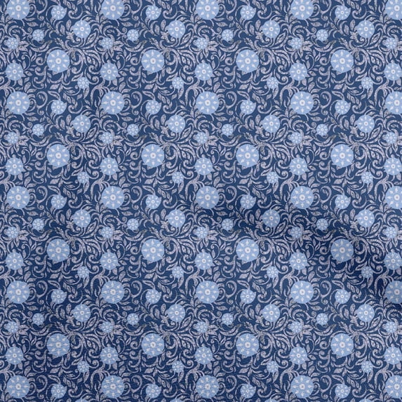oneOone Velvet Blue Fabric Asian Suzani Sewing Craft Projects Fabric Prints By Yard 58 Inch Wide