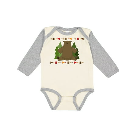 

Inktastic Tribal Bear Woodland Trees Boys or Girls Long Sleeve Baby Bodysuit