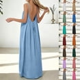Aihuaihua Women's Open Back Linen Cotton Spaghetti Strap Beach Maxi ...