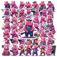 thumbnail image 2 of 50pcs Adorable Hippo Food - Themed Cartoon Stickers Kids Stationery Decals Laptop Water Bottle Toy Phone Bicycle Luggage Stickers, 2 of 7
