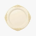 thumbnail image 2 of BalsaCircle 10 Ivory Round 10" Disposable Plastic Salad Dinner Plates Gold Embossed Baroque Trim Party Events Decorations, 2 of 8