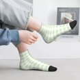 thumbnail image 2 of Fuzoiu Green Checkboard Print Adult Socks, Crew Moisture-wicking Socks, Unisex Cushion Crew Socks,Casual Sports Ankle Socks, 2 of 7