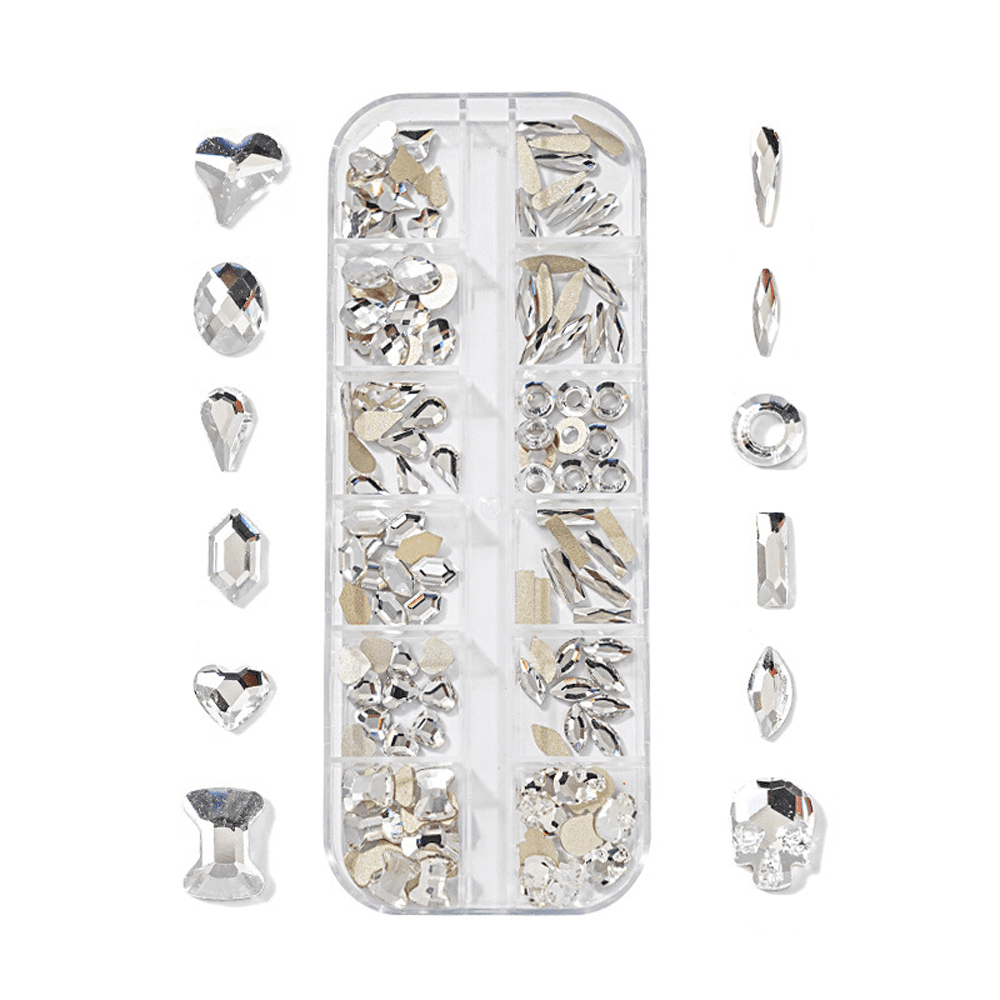  660 PCS AB Aurora Crystal Nail Art Rhinestones Set, Flatback  Round & Multi-Shape Glass Nail Decorations,3D Nail Charms Nail Diamonds Kit  for Women Girls Nail Design DIY Crafts Clothes Shoes Jewelry 