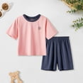 thumbnail image 2 of Toddler boys and girls easter summer short sets outfits cotton crewneck short sleeve playwear 2pc sets,cute,soft,lightweight,casual,outdoor Pink 3-4 Years, 2 of 7