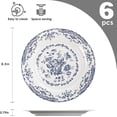 thumbnail image 2 of Platos para ensalada, juego de 6 platos de cerámica, platos de cocina aptos para microondas, platos blancos de 8 pulgadas, platos de postre, platos florales azules, platos de porcelana, 2 of 8