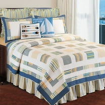 Blue/Green Stripes King Bed Skirt Drop Length: 16 inches