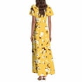 thumbnail image 5 of vigerkar Women's Floral Print Chiffon Dress Midi Length casual Dresses, Spring/Summer 2025 Yellow, XXL, 5 of 7