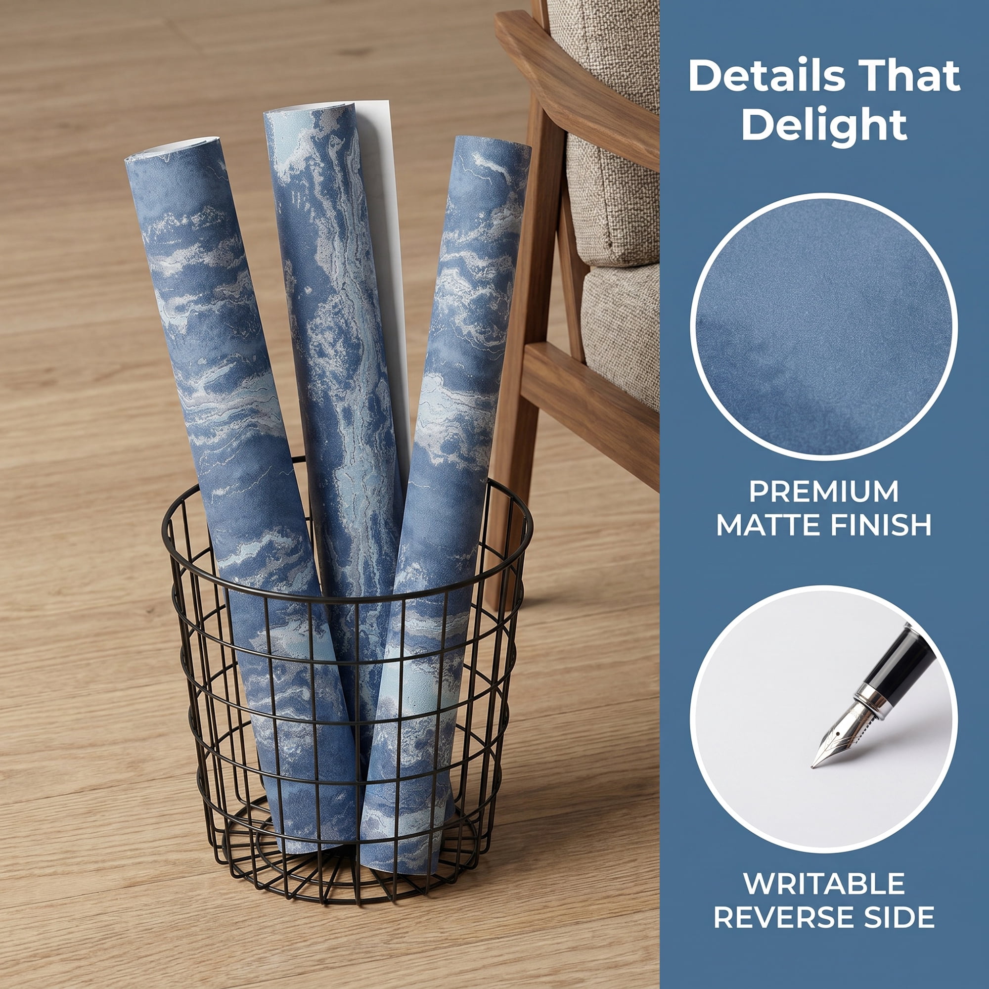 Unique Bargains Flowing Cloud Pattern Gift Wrapping Paper for Occasions Blue 27.6"x 19.7"