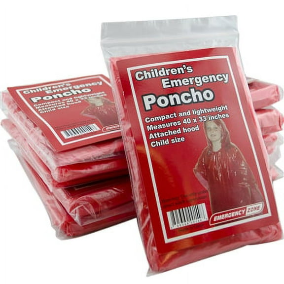 Emergency Zone Children's Emergency Poncho-10 Pack