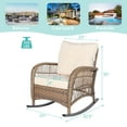 thumbnail image 4 of MEETWARM Outdoor Wicker Rocking Chair, Rattan Patio Rocker Chairs with Cushions and Steel Frame - Beige, 4 of 8