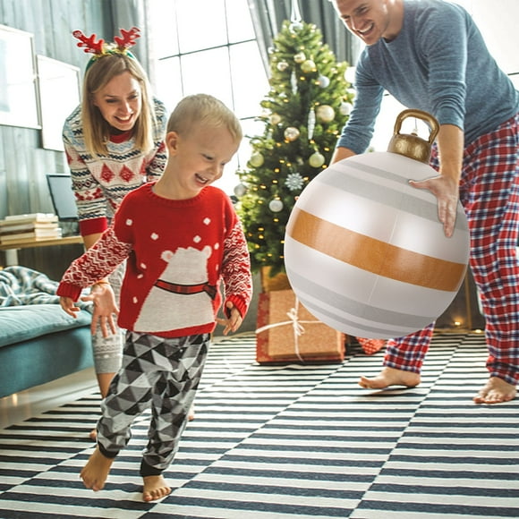 Decoraciones navideñas, adornos navideños, regalos navideños Bola inflable navideña decorada para exteriores de 55 cm Bola inflable navideña Decoraciones para árboles de Navidad Globo decorativo