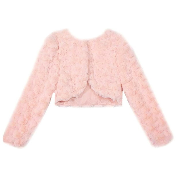 Bonnie Jean - Bonnie Jean Little Girls Pink Swirl Faux Fur Long Sleeve ...