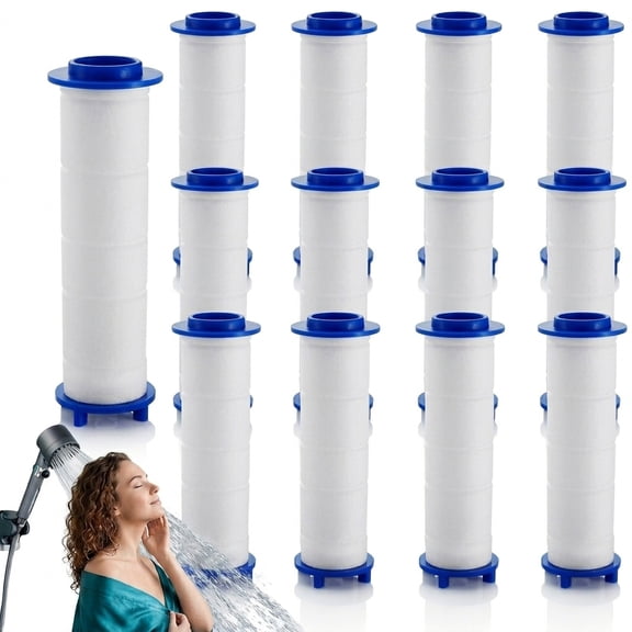 Shower Filter for Handheld Shower Head, NOGIS Set of 12 Replacement Filters for Hard Water Remove Chlorine and Harmful Substances, 0.9 x 3.7 inch