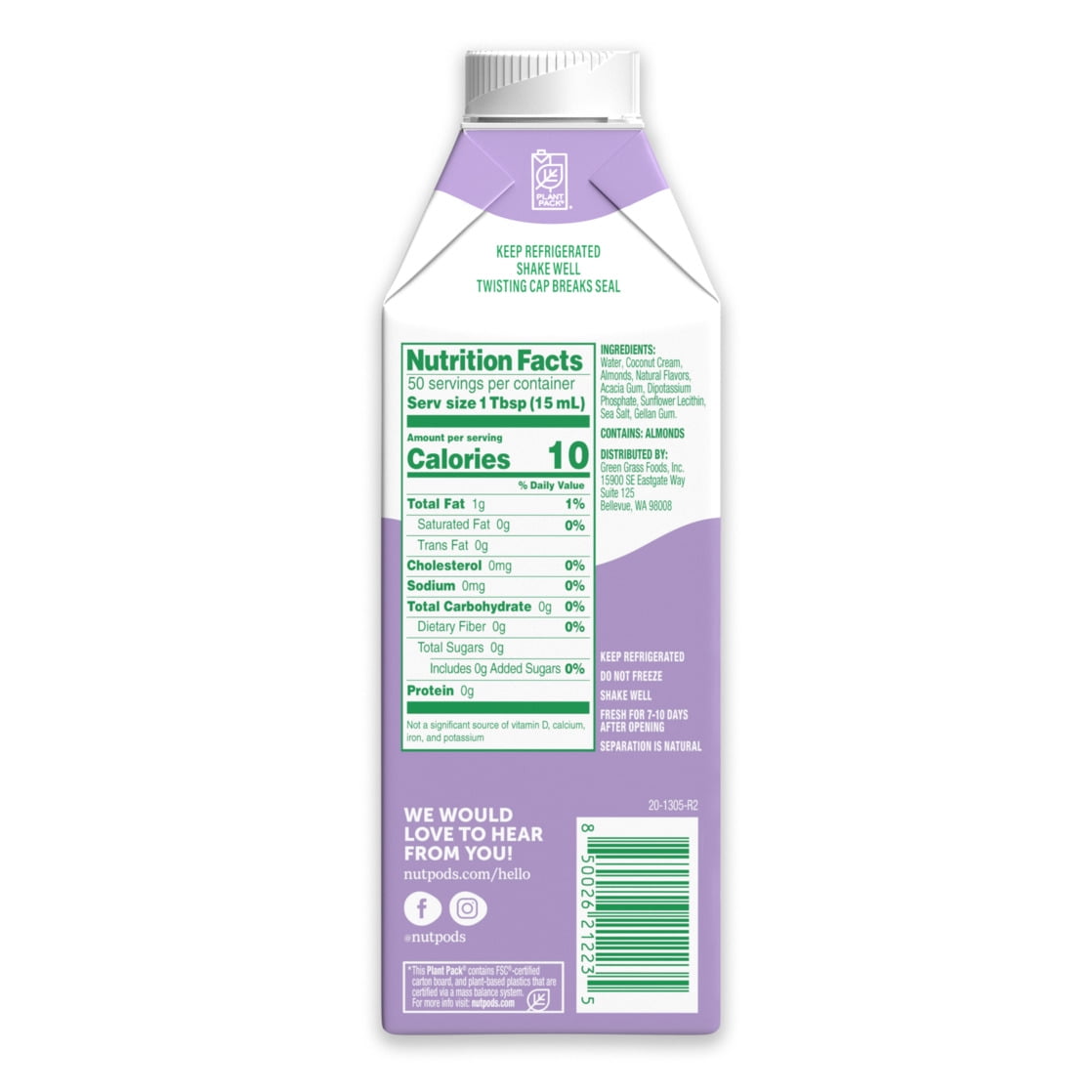 nutpods® Unsweetened Non Dairy Toasted Marshmallow made with Almonds and Coconuts Coffee Creamer