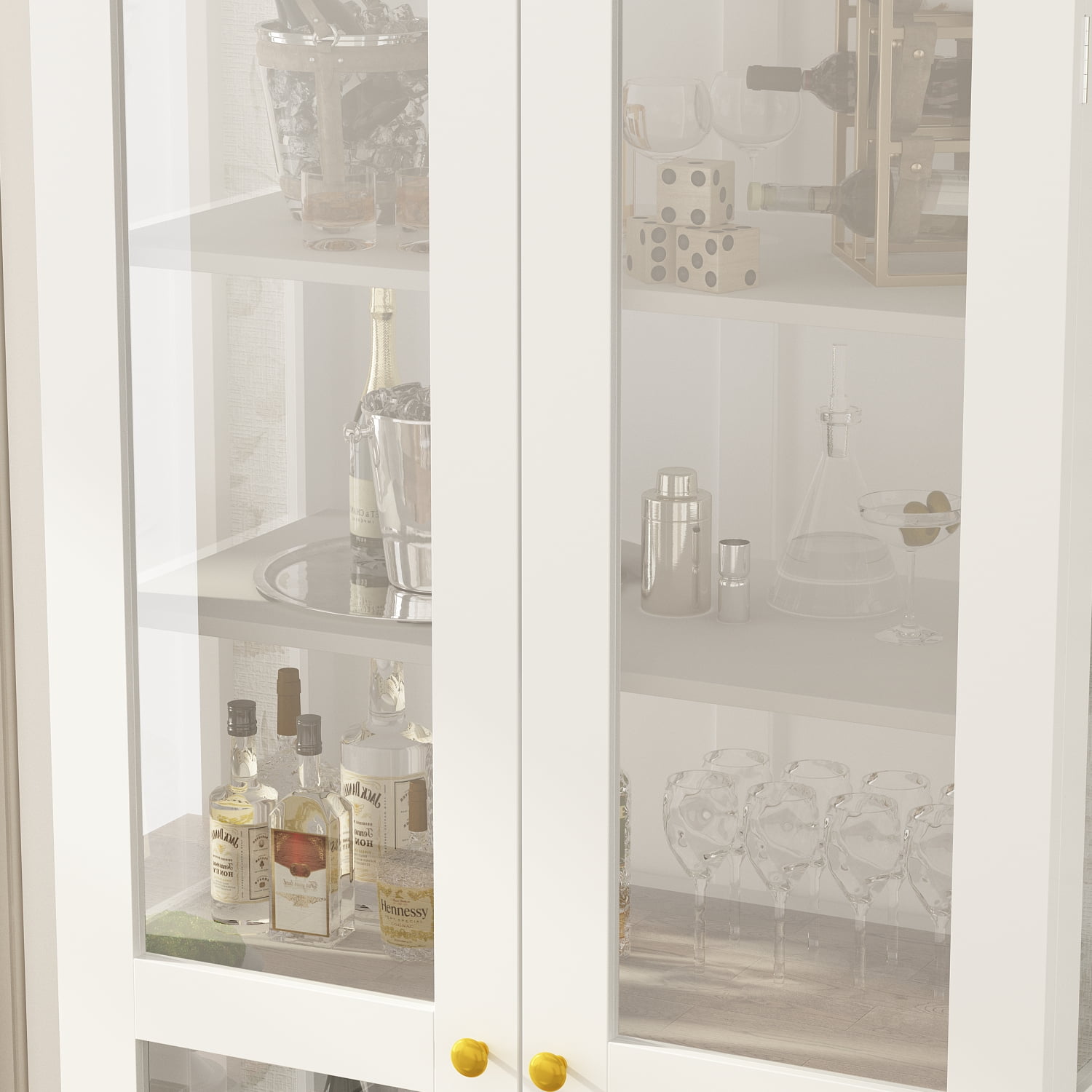 MONSLIPA Display Curio Cabinet with Tempered Glass Door, 6 Shelves - White