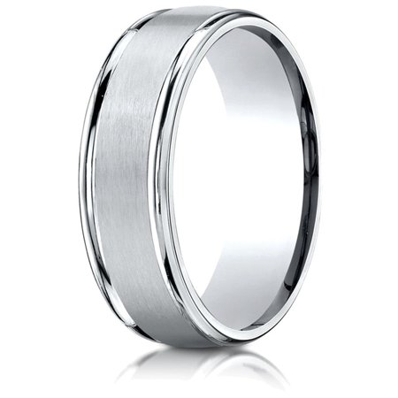 14k Gold 7mm Comfort-fit Satin Finish High Polished Round Edge Carved Design Band