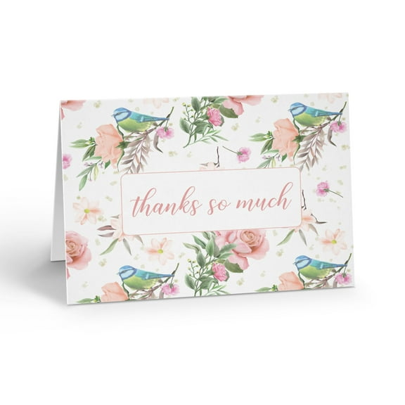 Thanks So Much Blue Robin Note Card - 10 Note Cards with Envelopes - B14425