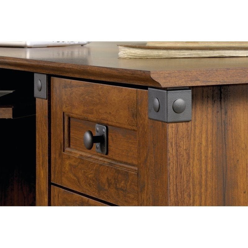 Rustic Corner Computer Desk L Shaped Wood Laptop Workstation Home Details