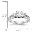 thumbnail image 2 of Solid 14K White Gold Three Stone Engagement Ring with CZ Cubic Zirconia Size 5, 2 of 3