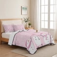thumbnail image 5 of Quilts Twin Size Bedding Set, Pink Snowman Christmas Lightweight Quilted Comforter, Xmas Snowflake Winter Snowman Soft Reversible Bedspread Coverlet with Pillow Covers for All Season, 68" x 86", 5 of 9
