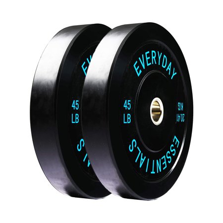 BalanceFrom Everyday Essentials 45 Lb Olympic Weight Plate, Set of 2, Black
