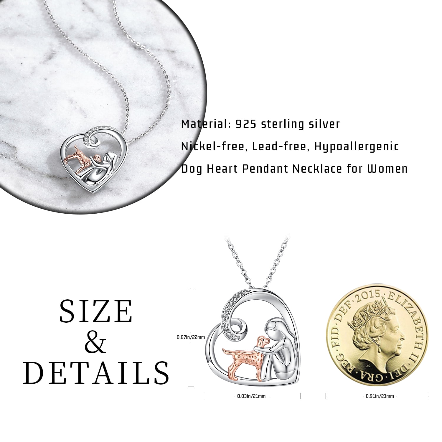 Coachuhhar Dog Necklace for Women 925 Sterling Silver Heart Dog Necklace Cute Animal Pendant Necklace Dog Jewelry Gift for Dog Lover