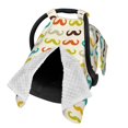 thumbnail image 2 of Sigee Colorful Mustache Print Multi-use Stretchy Baby Car Seat Cover - Nursing Breastfeeding Canopy, Infant Stroller and High Chair Cover, 2 of 9