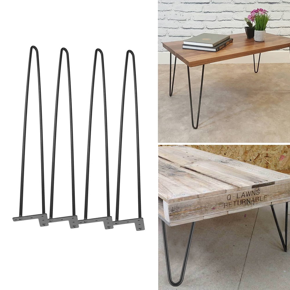 Solid Hairpin Legs Set of 4 DIY Black Steel Metal Table Chair Legs 6''-34'' EBC 