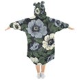 thumbnail image 2 of FORMRS Wearable Blanket Hoodie with Sleeves for Kids Cozy Flannel Sweatshirt, Dark Floral, 2 of 7