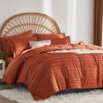 thumbnail image 6 of Flymme Burnt Orange Comforter Set Queen Size 7-Piece Boho Bed in a Bag Striped Bedding Sets with Comforter, Sheets, Pillowcases & Shams, 6 of 7