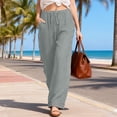thumbnail image 2 of Cutuoiiu Women's Casual Wide Leg Pants Striped Cuff Detail Drawstring Elastic Waist with Pockets for Beach Vacation Daily Wear Gifts, 2 of 9