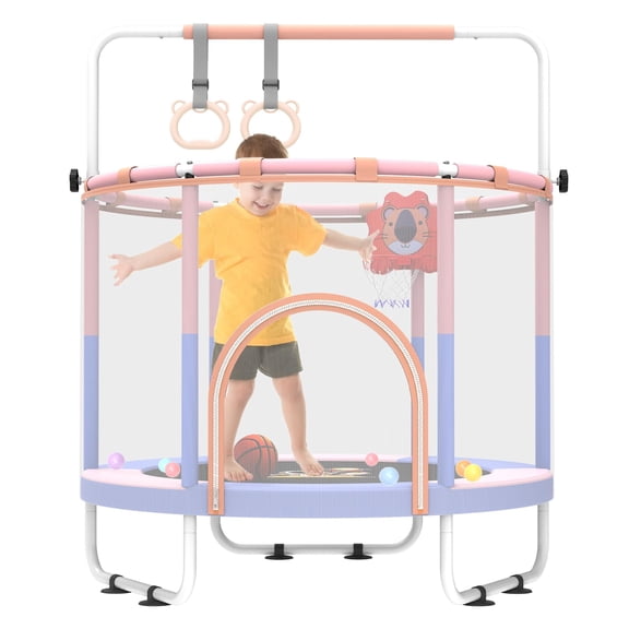 Blanketown 60" Toddler Trampoline with Safety Enclosure Net,Mini Trampoline for Kids ,Toddler Trampoline Indoor 2-6 Year Old for Indoor, Lawn Garden