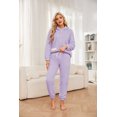 thumbnail image 2 of HEARTNICE Womens Hooded Pajama Set, Soft Plush Sleepwear with Pockets Fluffy Fuzzy Pjs Sets,(Lavender+White,2XL), 2 of 5