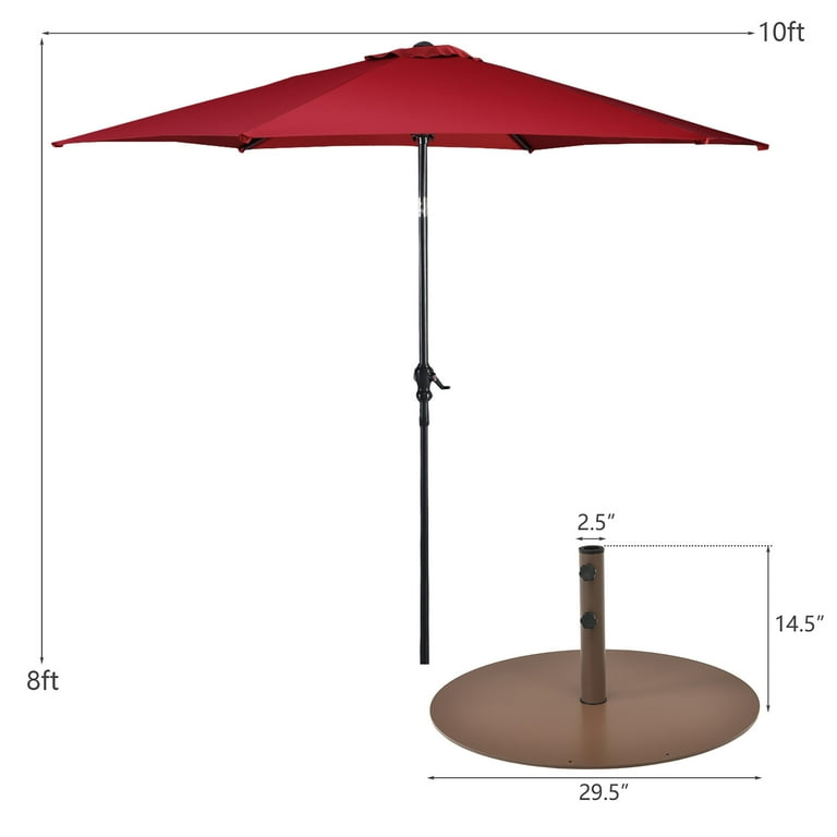 Costway 10ft Patio Umbrella Outdoor W/ 59 LBS Heavy-Duty Round
