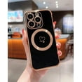 thumbnail image 2 of Compatible with iPhone 15 Pro Case 2023, Compatible with MagSafe Love Heart Plating Camera Protection Phone Case for Women Girls Shockproof Bumper Compatible with iPhone 15 Pro 6.1inch (Black), 2 of 7