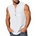 thumbnail image 2 of Antinious Men Solid Sleeveless Crewneck Summer Pocket Curved Hem Tank Tops, 2 of 5