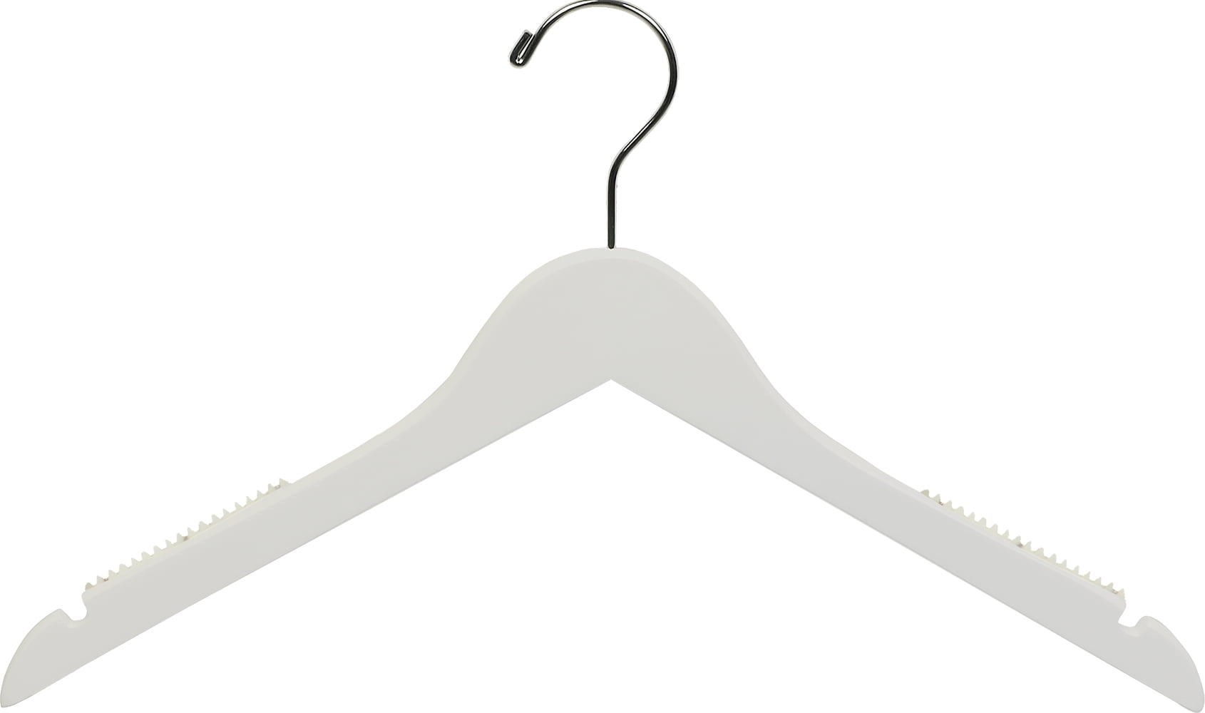 INTERNATIONAL HANGER 15 inch White Wood Top Hanger with NonSlip