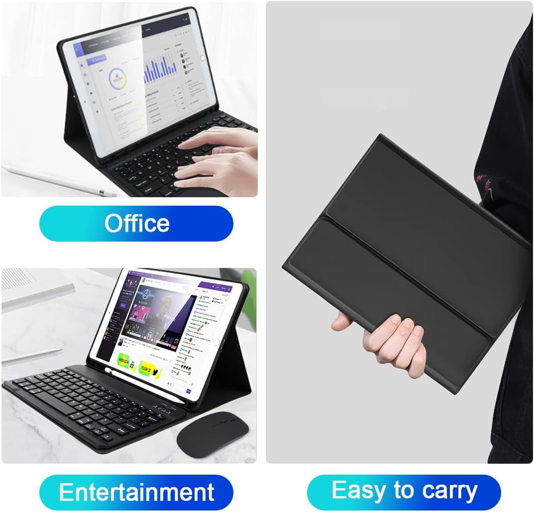 KOMI Keyboard Case for 10.2 inch iPad, Wireless Case with Keyboard with Pencil Holder for iPad 10.2&10.5 inch(9th 2021/8th 2020/7th Generation 2019, iPad Air 3 2019, iPad Pro 2017)